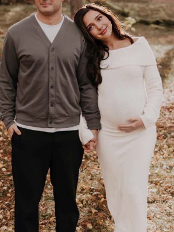 Chicnmom Vestidos casuales premamá Hombros descubiertos Blanco