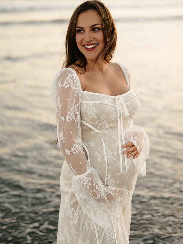 Encaje Vestido Blanco Para Mujer Embarazada Chicnmom Vestido