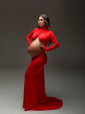 Chicnmom Vestido Sesión De Fotos Premama De Ajustado Y Rojo Con Espalda Al Descubierto Y Escote Cruzado Vestidos De Fiesta Embarazadas