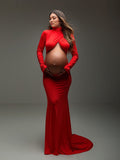 Chicnmom Vestido Sesión De Fotos Premama De Ajustado Y Rojo Con Espalda Al Descubierto Y Escote Cruzado Vestidos De Fiesta Embarazadas