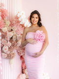 Chicnmom vestidos romanticos plisado escote palabra de honor vestidos de gasa con flores vestido evento embarazada