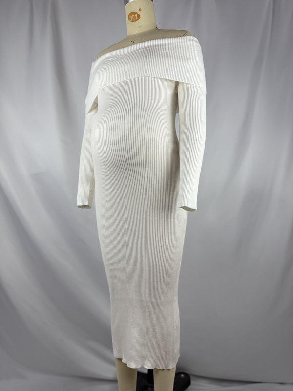 Chicnmom Vestidos casuales premamá Hombros descubiertos Blanco