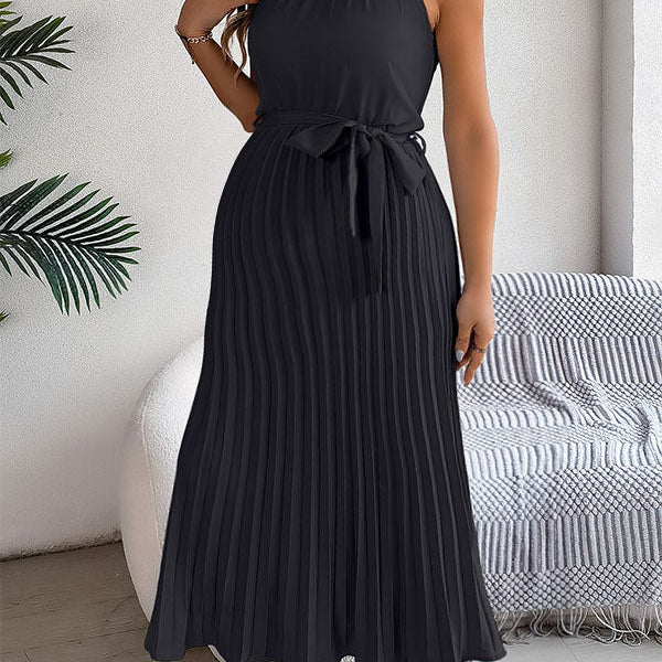 Chicnmom Vestido Largo de Embarazo Plisado con Tiras para Embarazada