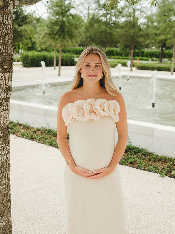 Chicnmom vestidos premamá elegante génerodepunto tul 3D flores plisado vestidos de foto de maternidad