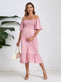 Chicnmom vestidos premamá diario volantes pliegue plisado falda amplia vestidos casuales