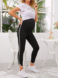 Chicnmom casual diario rayas irregular ajustados mujer embarazada leggings de talle alto