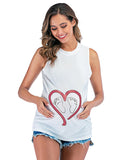 Chicnmom casual diario chaleco estampado de corazones patrón de huella tops de maternidad