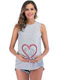 Chicnmom casual diario chaleco estampado de corazones patrón de huella tops de maternidad