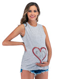 Chicnmom casual diario chaleco estampado de corazones patrón de huella tops de maternidad