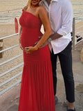 Chicnmom Vestido Larga de Premamá Fiesta Un Solo Hombro