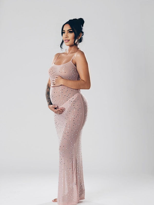Chicnmom Ajustado Diamante De tirantes Fotografía Fiesta vestidos para embarazadas