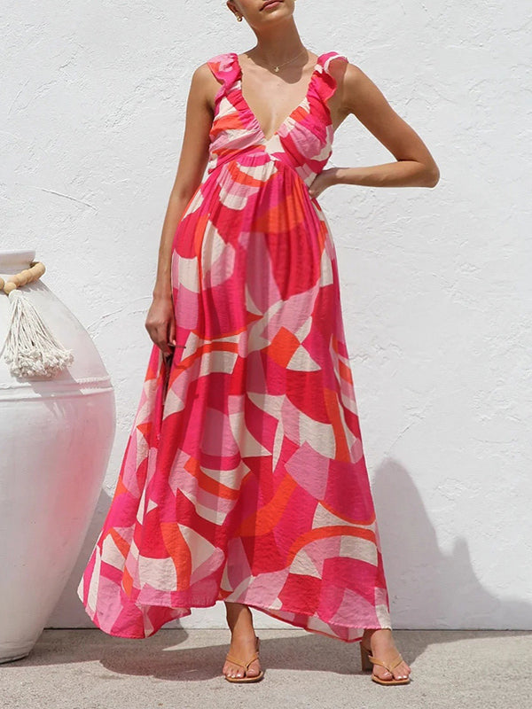 Chicnmom Vestido de flores premamá Estampado Volantes Rojo