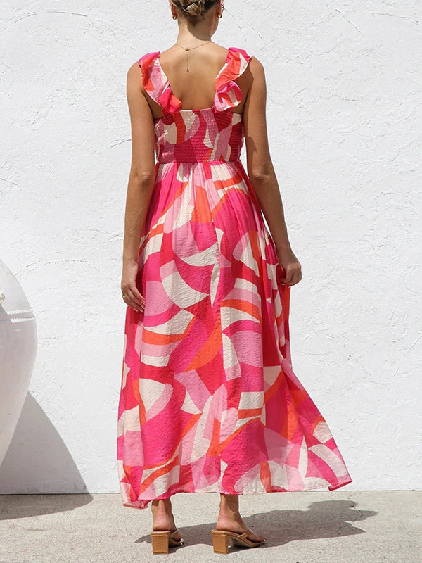 Chicnmom Vestido de flores premamá Estampado Volantes Rojo