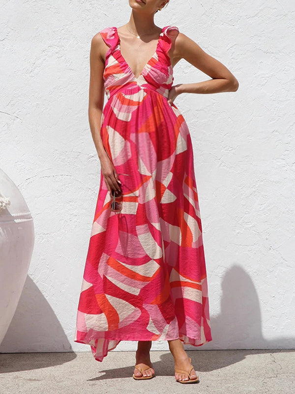 Chicnmom Vestido de flores premamá Estampado Volantes Rojo