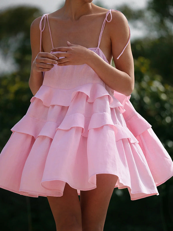 Chicnmom Vestidos mini Premamá Multicapa Espalda Descubierta Rosa