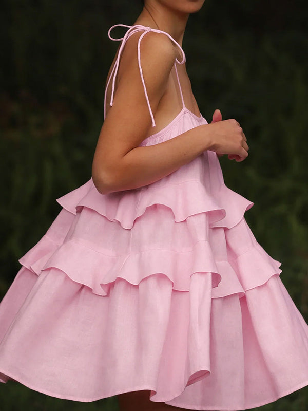 Chicnmom Vestidos mini Premamá Multicapa Espalda Descubierta Rosa