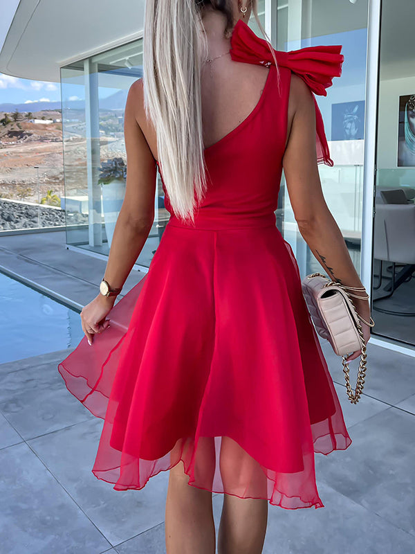 Chicnmom Vestidos mini Premamá Tul Hombro caído Bajo Evasé Rojo
