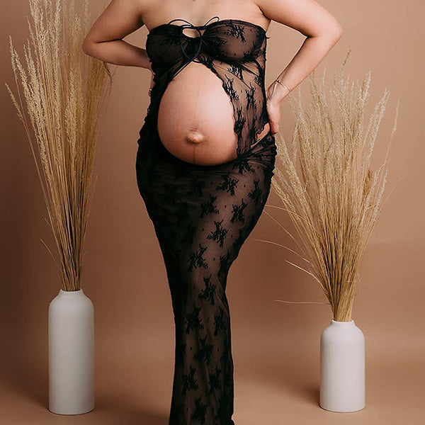 Chicnmom Vestido Sesión De Fotos Premama De Tubo,encaje Y Ajustado Para Embarazadas Boda