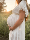 Chicnmom vestido blanco con volantes para fotos de embarazadas