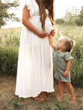 Chicnmom vestido blanco con volantes para fotos de embarazadas