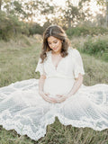 Chicnmom vestido de maternidad blanco estilo bohemio con volantes para el verano