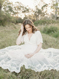 Chicnmom vestido de maternidad blanco estilo bohemio con volantes para el verano