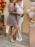 Chicnmom vestidos premamá de satén y sin espalda vestido premama baby shower vestidos embarazo