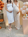 Chicnmom vestidos premamá de satén y sin espalda vestido premama baby shower vestidos embarazo