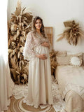 Chicnmom beige bordado encaje vestido elegante embarazada vestidos sesion de fotos maternidad