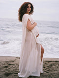 Chicnmom vestido de maternidad blanco de playa con escote en V profundo