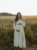 Chicnmom Vestidos Boho Elegantes De Premama Con Volantes Tubo Y Hombros Descubiertos Vestido Para Fotos Embarazadas Largos