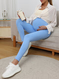 Chicnmom leggings de yoga de maternidad elásticos de cintura alta azul claro