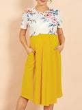 Chicnmom vestido de lactancia con bolsillos y estampado floral amarillo