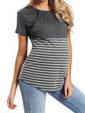 Chicnmom blusa de lactancia de verano con rayas y mangas cortas