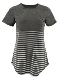 Chicnmom blusa de lactancia de verano con rayas y mangas cortas