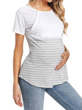 Chicnmom blusa de lactancia de verano con rayas y mangas cortas