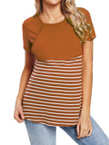 Chicnmom blusa de lactancia de verano con rayas y mangas cortas