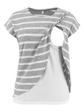 Chicnmom blusa de lactancia de verano con rayas y mangas cortas