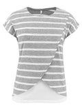 Chicnmom blusa de lactancia de verano con rayas y mangas cortas