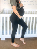 Chicnmom leggings de yoga premamá elásticos de talle alto negros