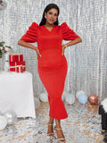 Chicnmom vestidos premamá rojo pliegue talla grande vestidos invitada premama