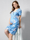 Chicnmom vestidos premamá azul vestido de lactancia estampado