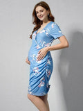 Chicnmom vestidos premamá azul vestido de lactancia estampado