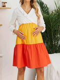 Chicnmom vestidos premamá amarillo falda de lactancia color block