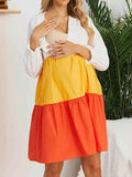 Chicnmom vestidos premamá amarillo falda de lactancia color block