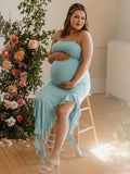 Chicnmom vestidos premamá azul claro vestido foto drapeado palabra de honor