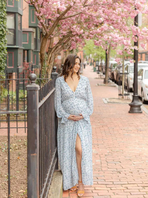 Chicnmom Vestidos Premamá Largos De Gasa Con Flores Y Estampado Para Embarazadas Sesión De Fotos