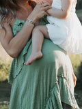 Chicnmom Vestido Sesión De Fotos Premama Con Volantes Y Tirantes Finos Vestido Para Embarazadas Boho Verde