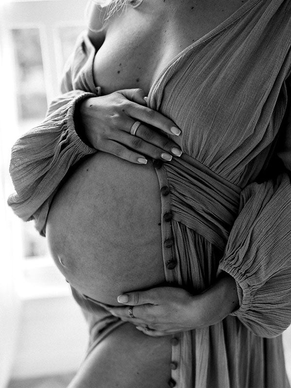 Chicnmom Vestidos Largo Embarazada Sesion Fotos Bohemio de Fluidez  Con Pliegues Y Botoncito