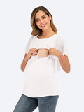 Chicnmom blusa de lactancia de verano con mangas onduladas de chiffon